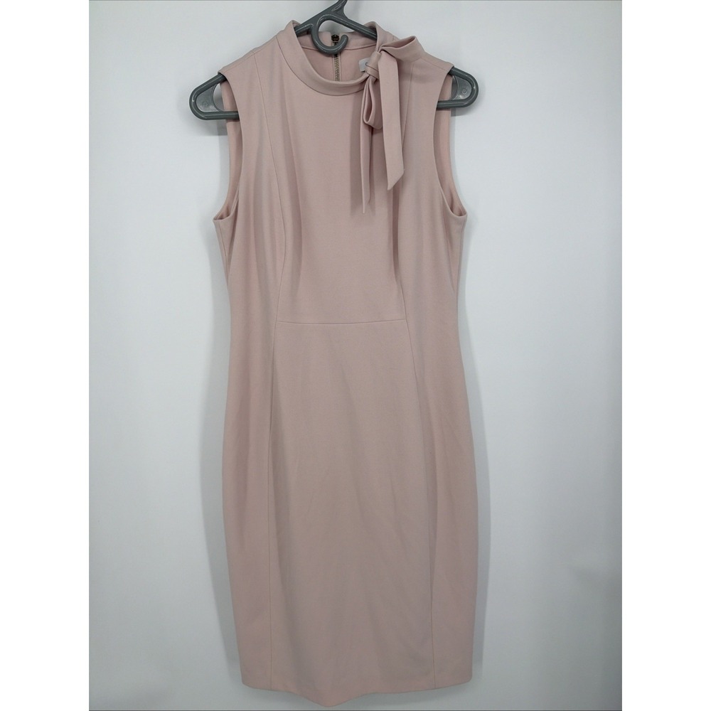 Calvin Klein Dress Women's 10 Blush Sleeveless Sheath Stretch Knit Career Office